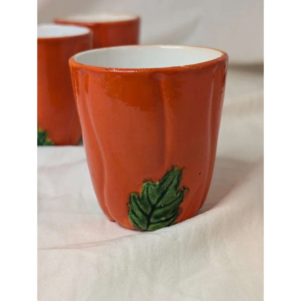 Trompe l'Oeil Hollywood Regency Tomato Pitcher And 4‎ Cups 1940s Boho Chic